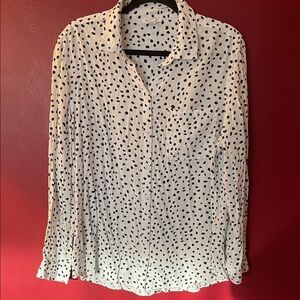 beachlunchlounge Black and White Polka Dot Button Down Shirt